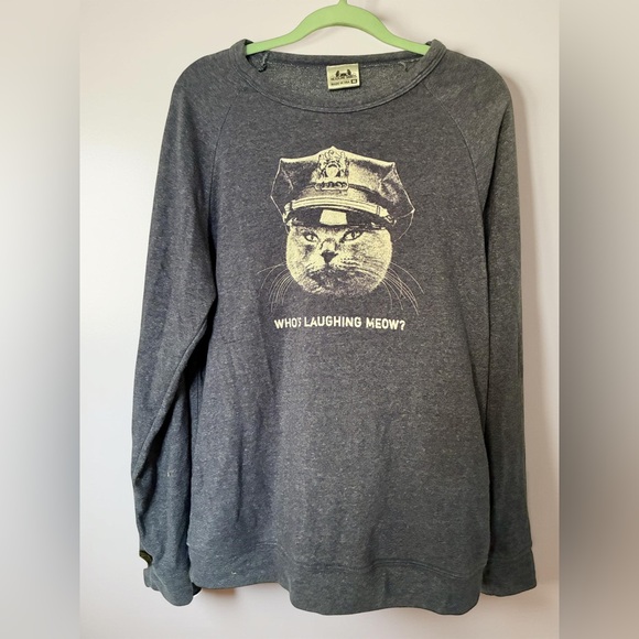 Headline Shirts Tops - Who’s Laughing Meow Heather Blue Sweatshirt